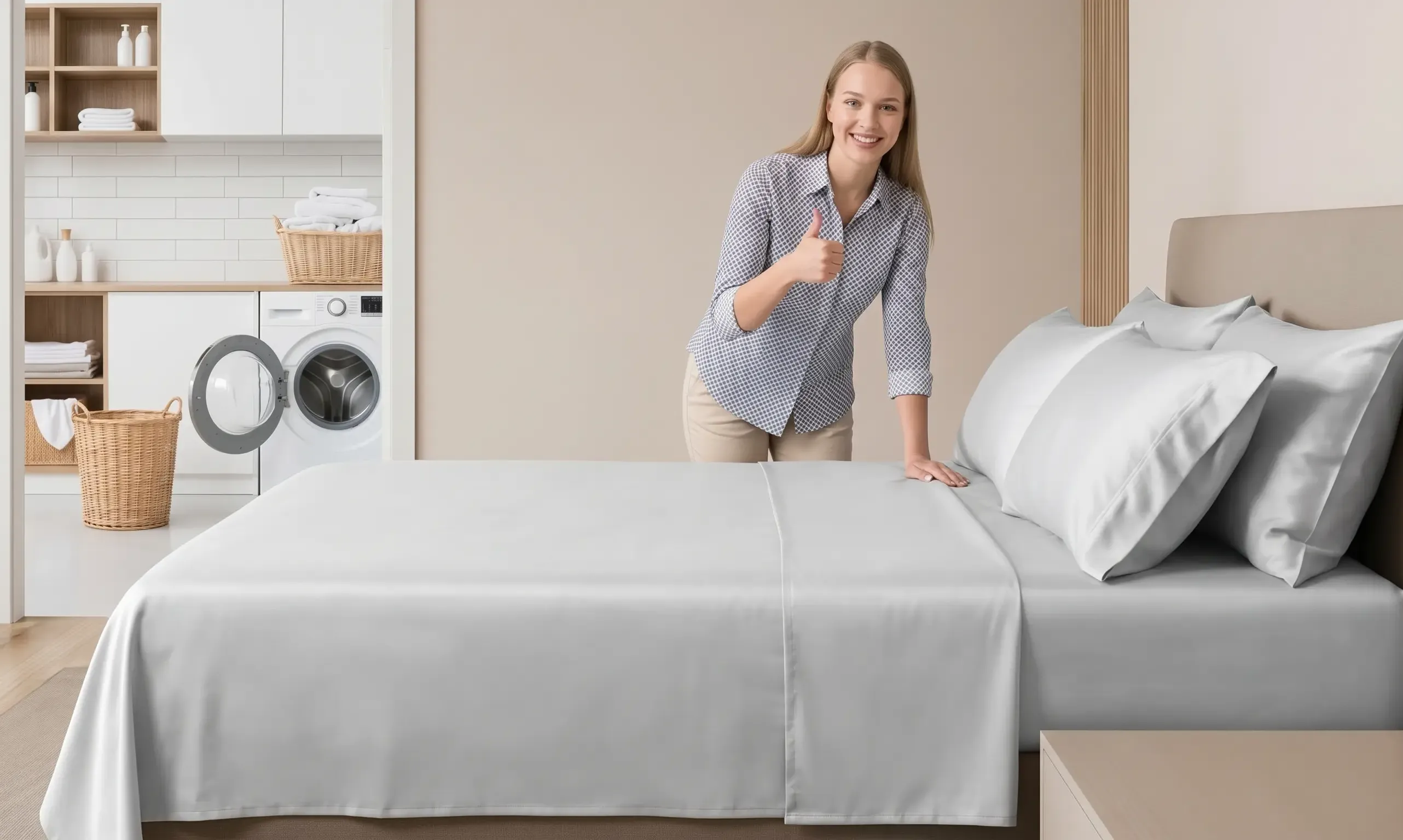 Girl showing thumbs-up for Miracle Sheets